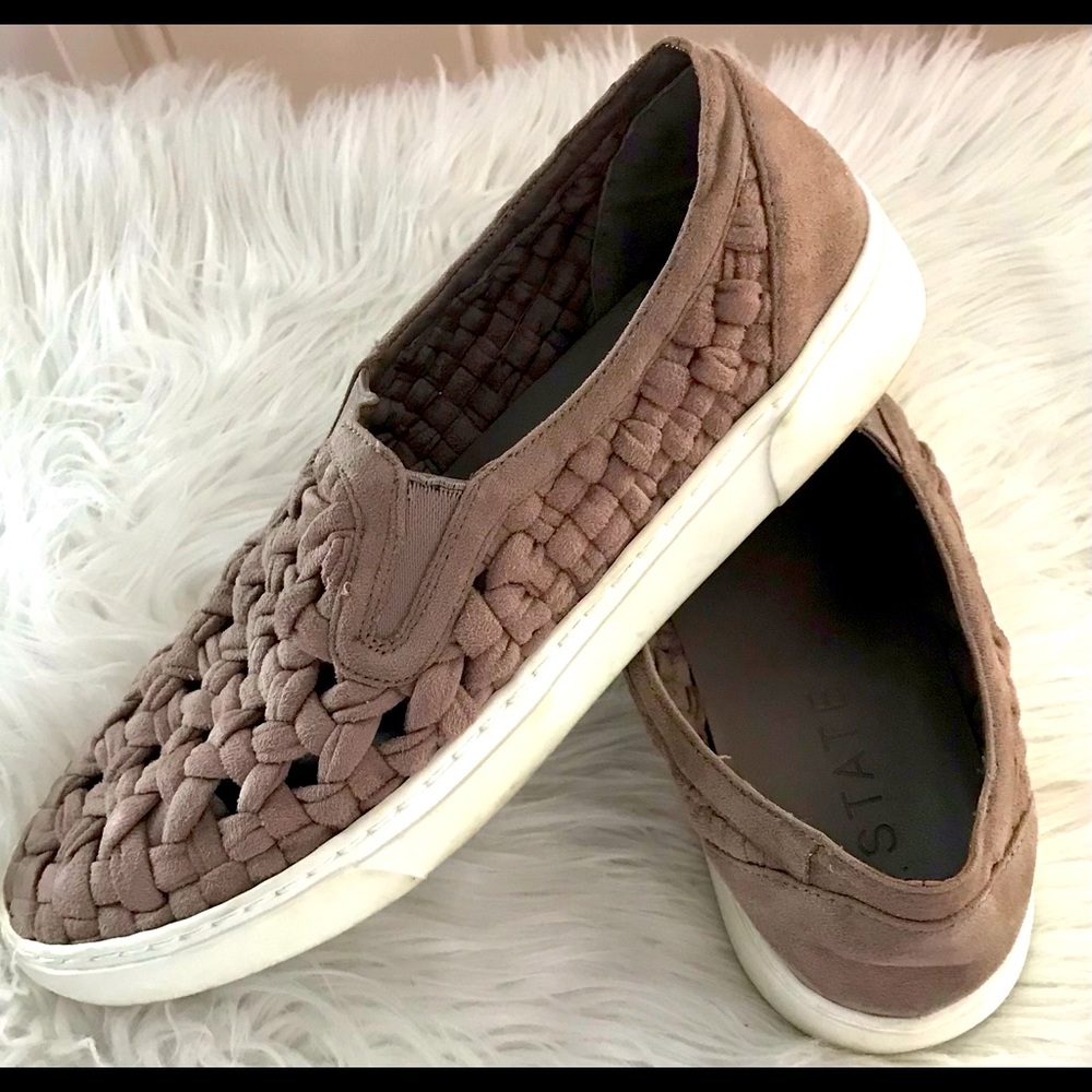 1.State Delfin Braided Slip On Comfort Sneakers Taupe Sz 8.5